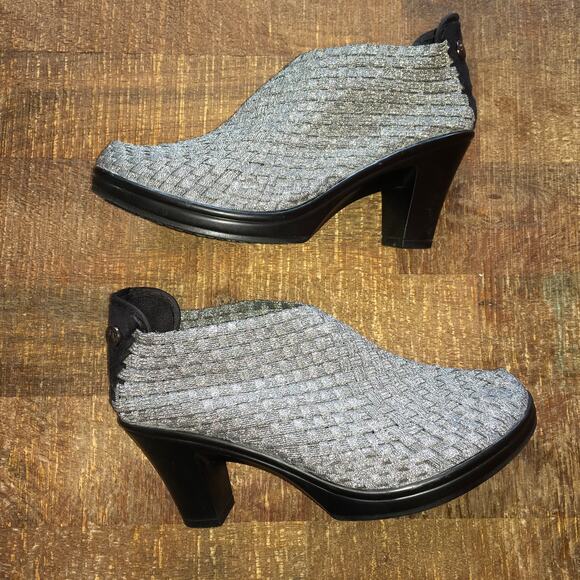 Bernie Mev Chesca Pump Shootie Womens 37 6-6.5 Silver Black Metallic Futuristic - Picture 10 of 11
